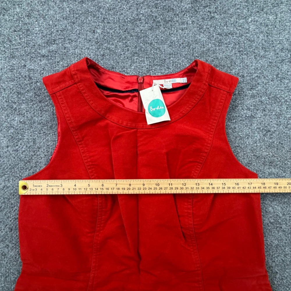 Boden Red Corduroy Sleeveless Shift Dress WH693 Womens Size 12L NWT Pockets - Picture 7 of 9